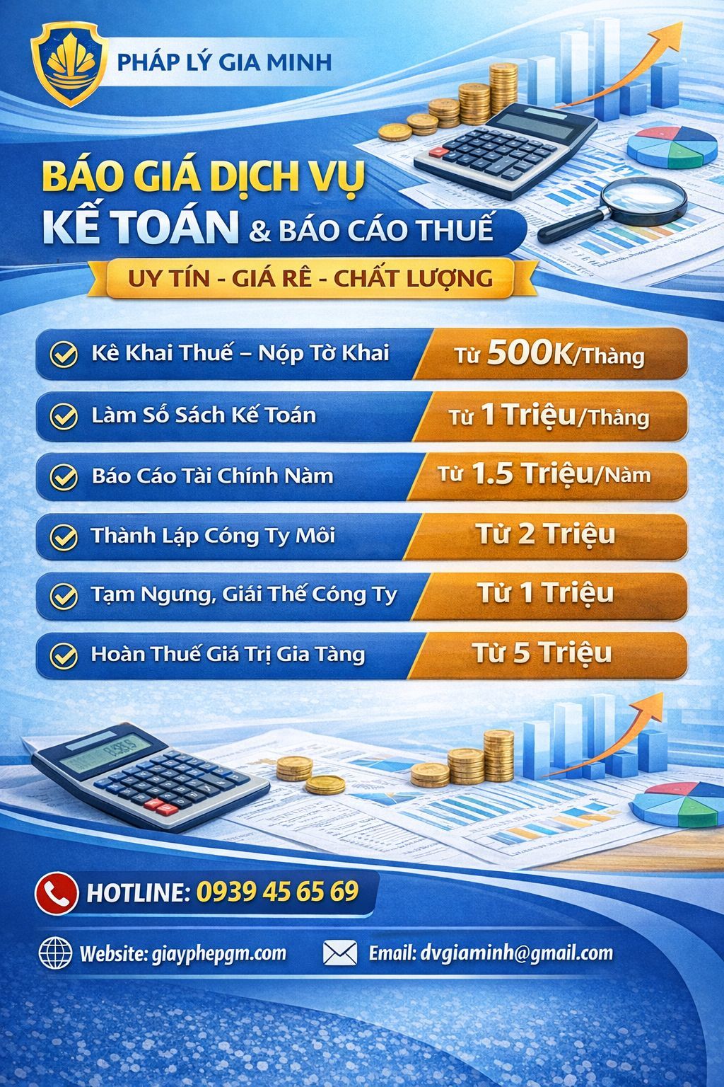Bảng giá kế toán theo tháng 