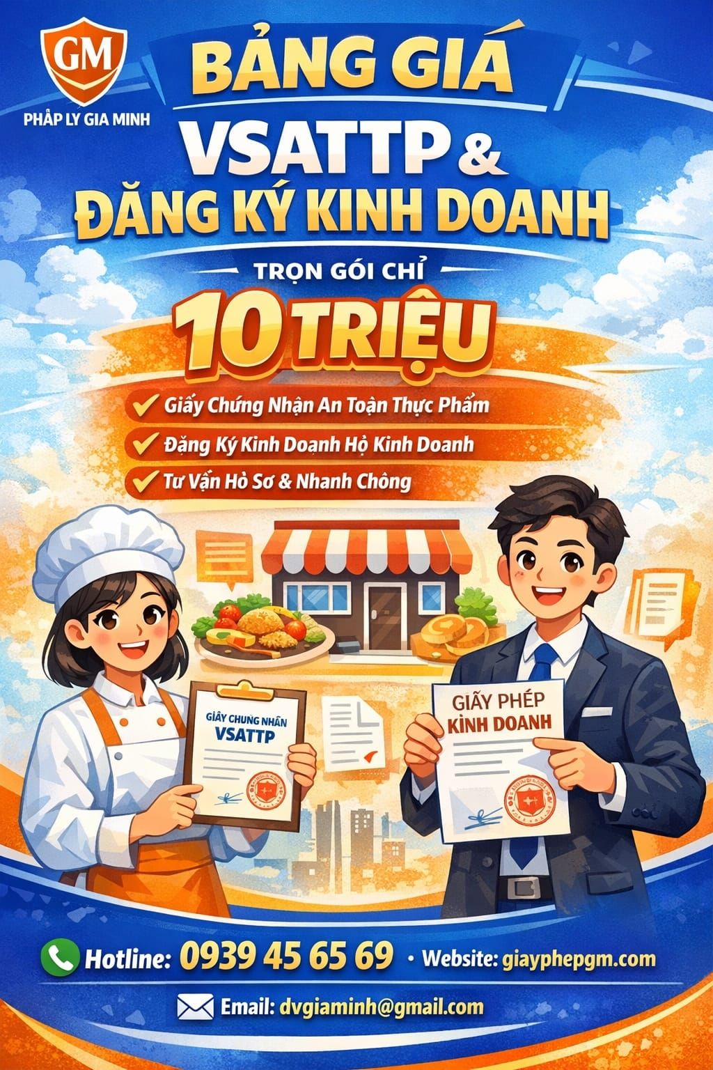 Bảng giá xin giấy vsattp rau củ quả 