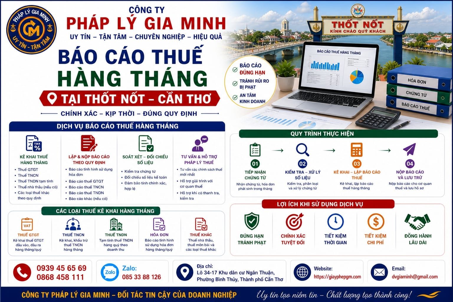 Báo cáo thuế hàng tháng tại Thốt Nốt Cần Thơ