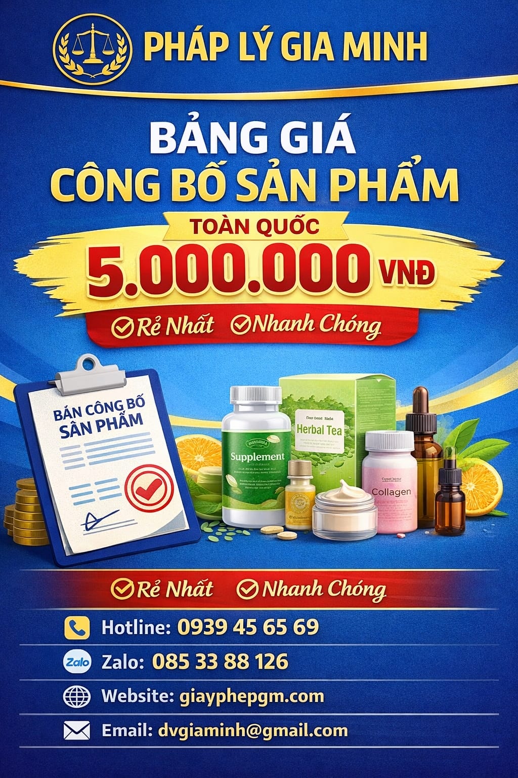 chi phí công bố sản phẩm rau củ bao nhiêu