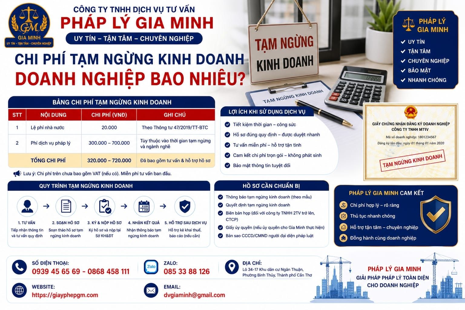 Chi phí dịch vụ tạm ngừng kinh doanh doanh nghiệp