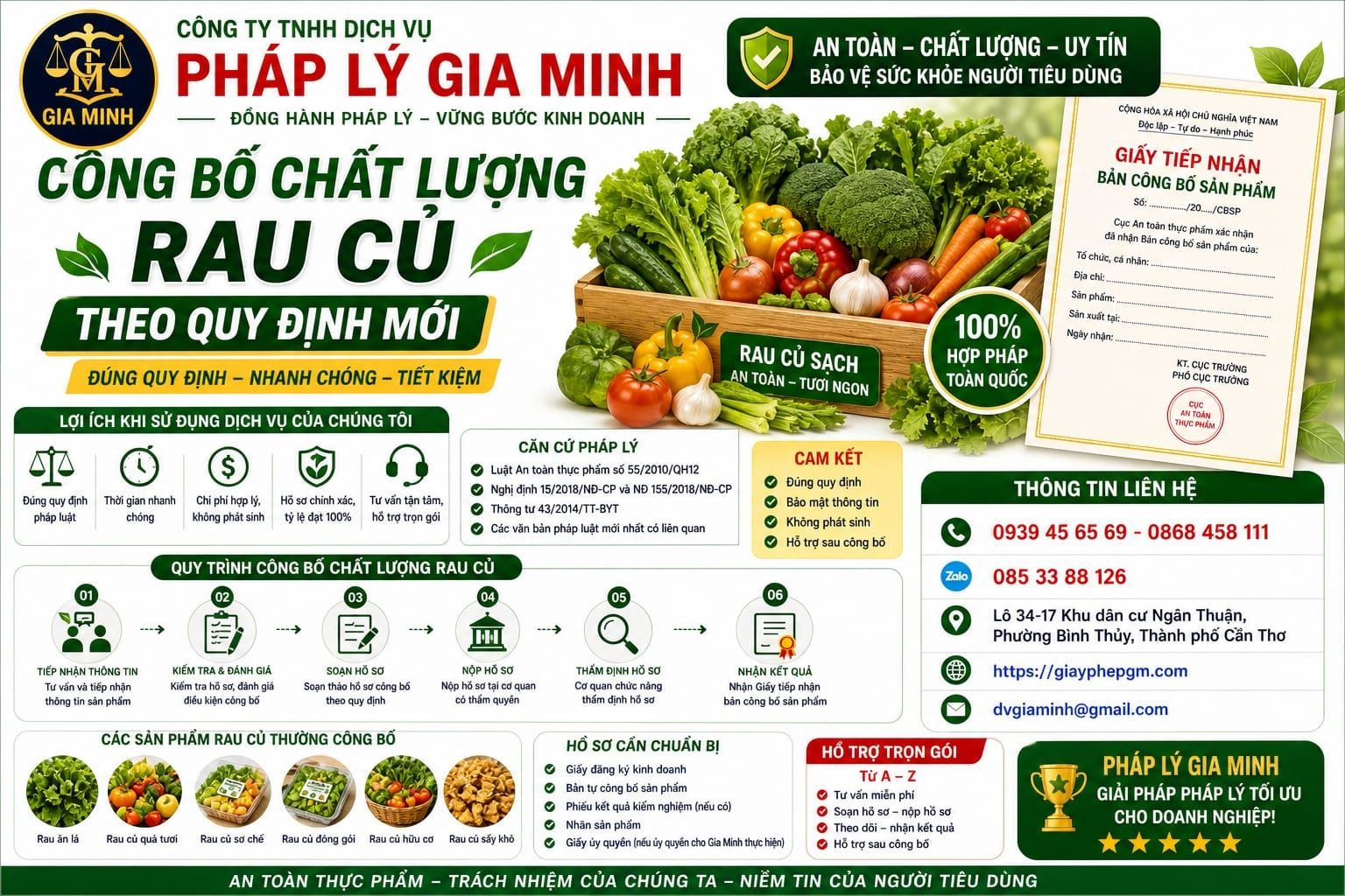 Công bố chất lượng rau củ theo quy định mới
