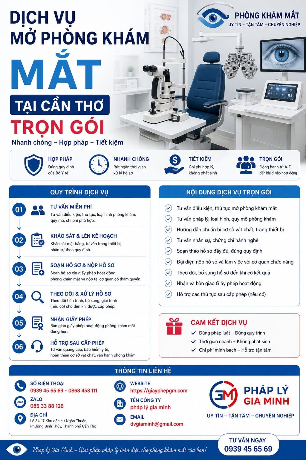 Dịch vụ mở phòng khám mắt tại Cần Thơ trọn gói