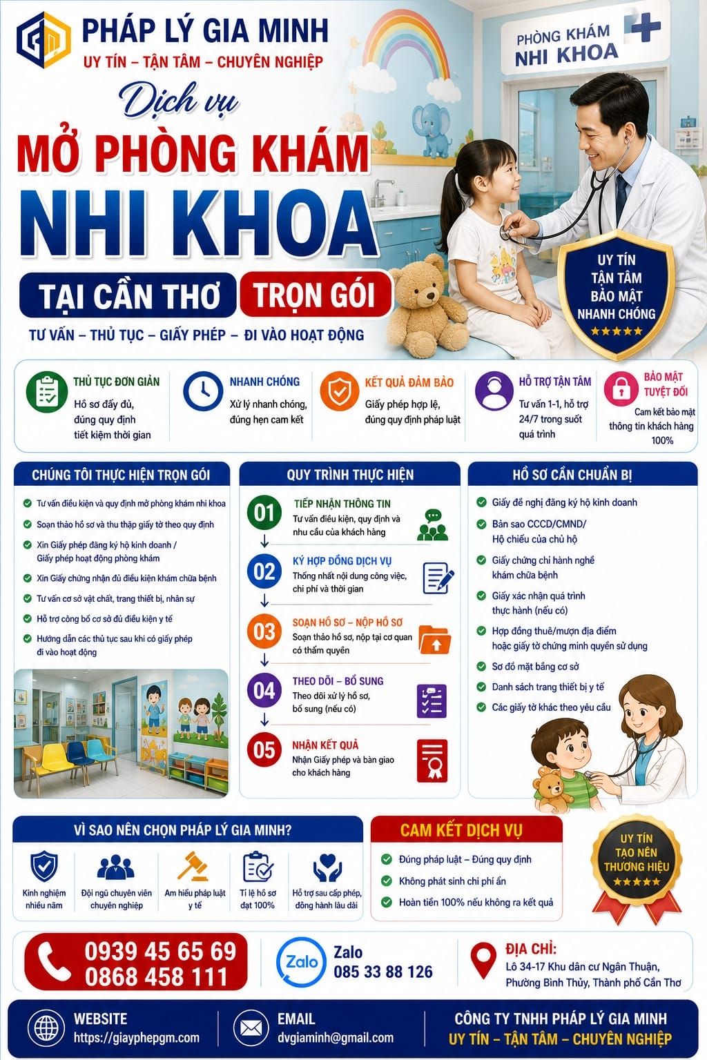 Dịch vụ mở phòng khám nhi khoa tại Cần Thơ trọn gói