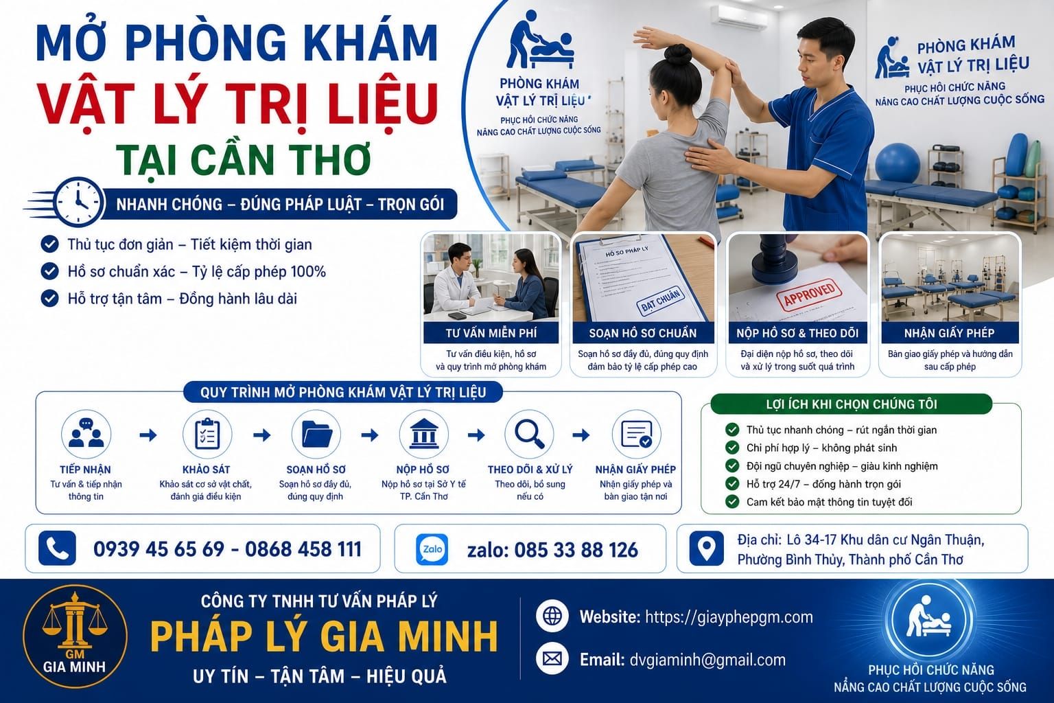 Dịch vụ mở phòng khám vật lý trị liệu tại Cần Thơ trọn gói