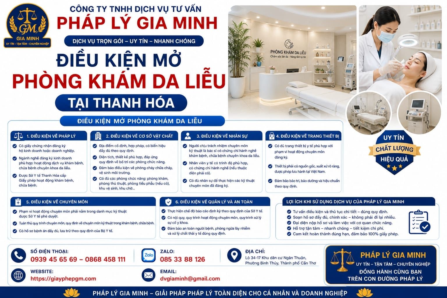 Điều kiện mở phòng khám da liễu tại Cần Thơ chi tiết