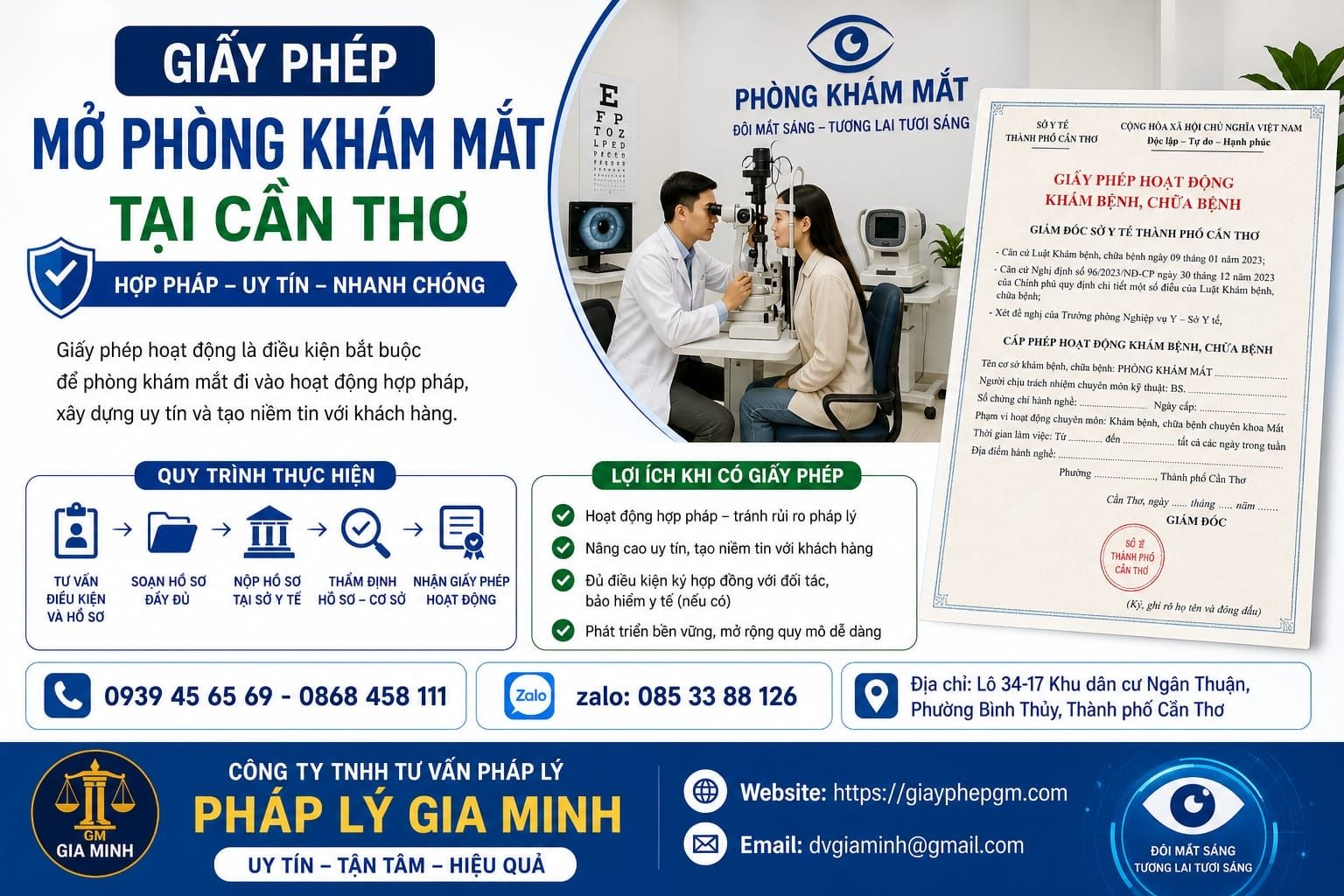 Giấy phép mở phòng khám mắt tại Cần Thơ