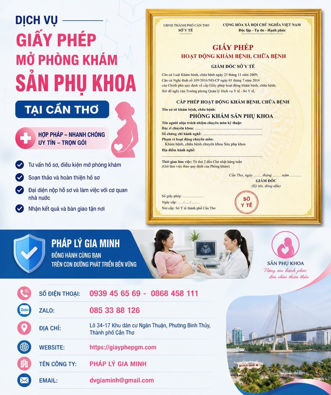 Giấy phép mở phòng khám sản phụ khoa tại Cần Thơ