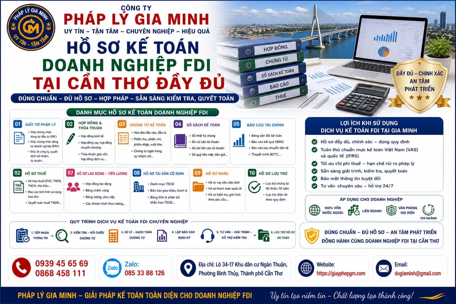 Hồ sơ kế toán doanh nghiệp FDI tại Cần Thơ đầy đủ
