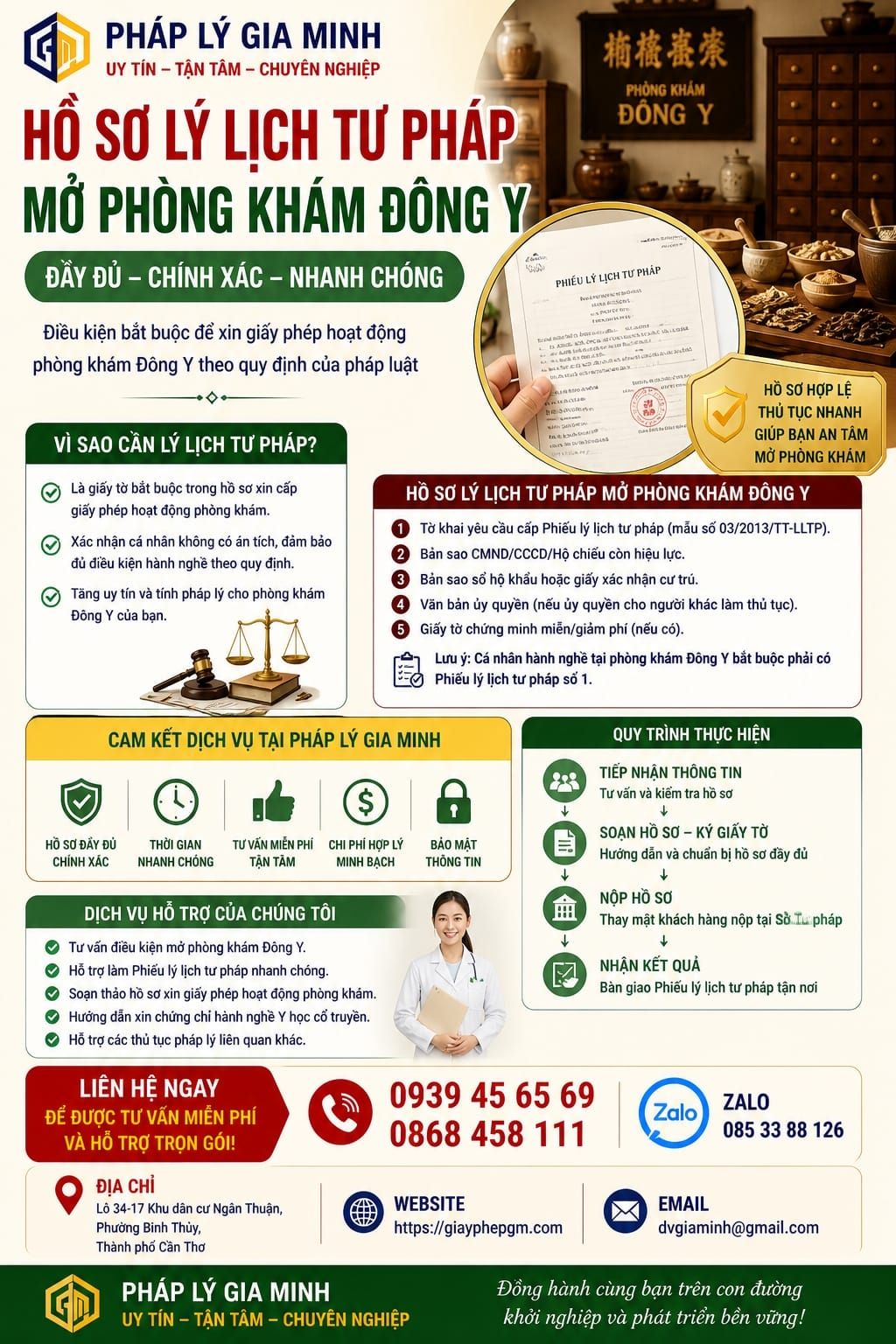 Hồ sơ lý lịch tư pháp mở phòng khám đông y đầy đủ