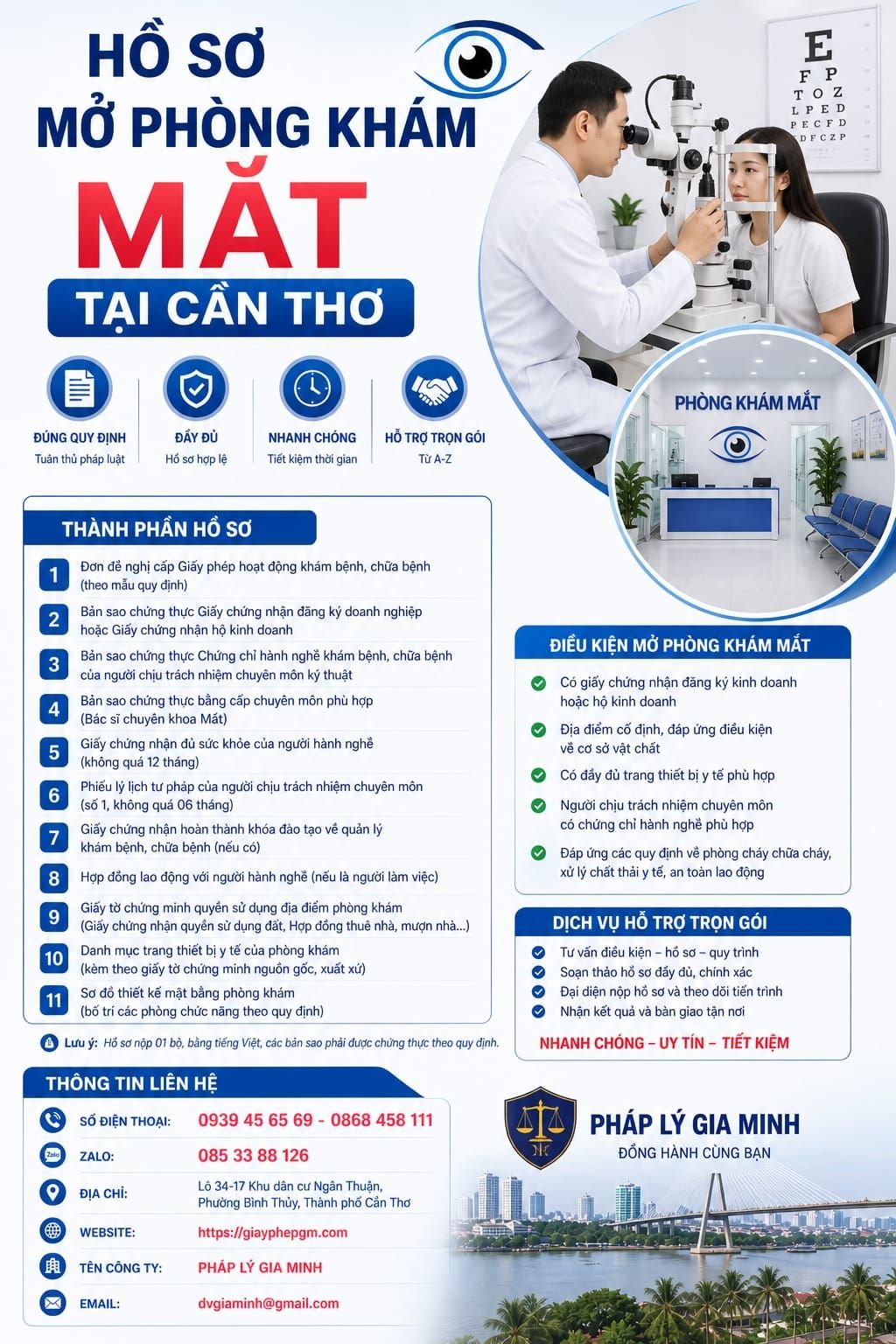 Hồ sơ mở phòng khám mắt tại Cần Thơ đầy đủ