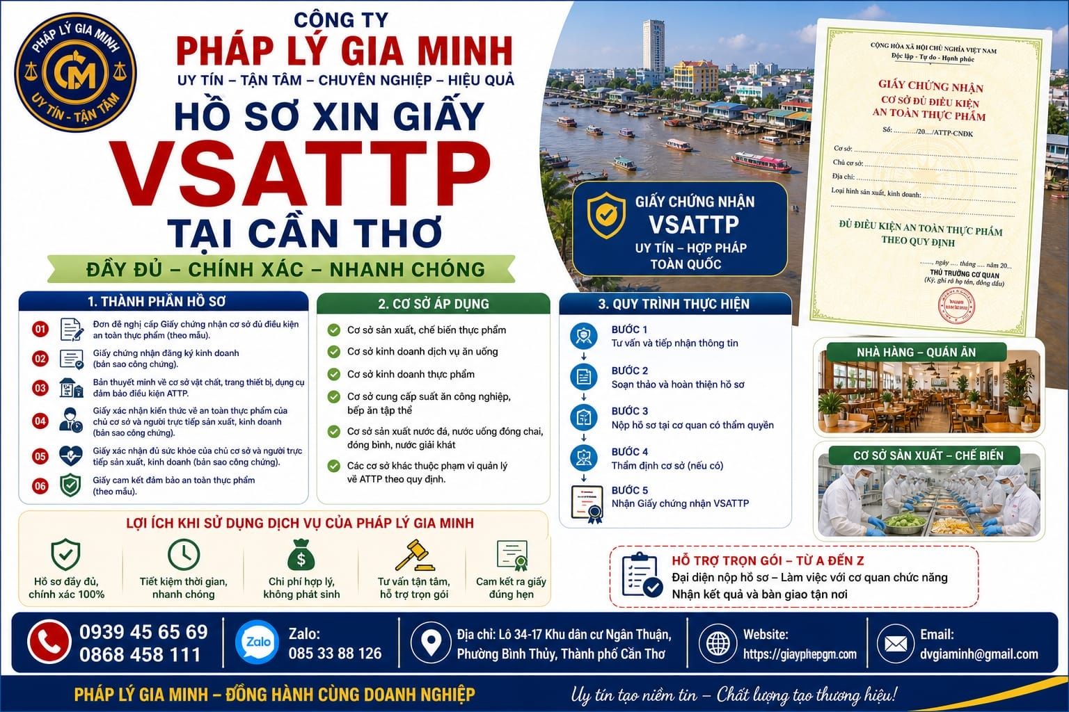 Hồ sơ xin giấy VSATTP tại Cần Thơ đầy đủ