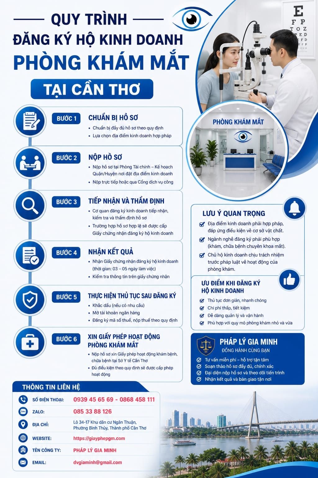 Quy trình đăng ký hộ kinh doanh phòng khám mắt tại Cần Thơ