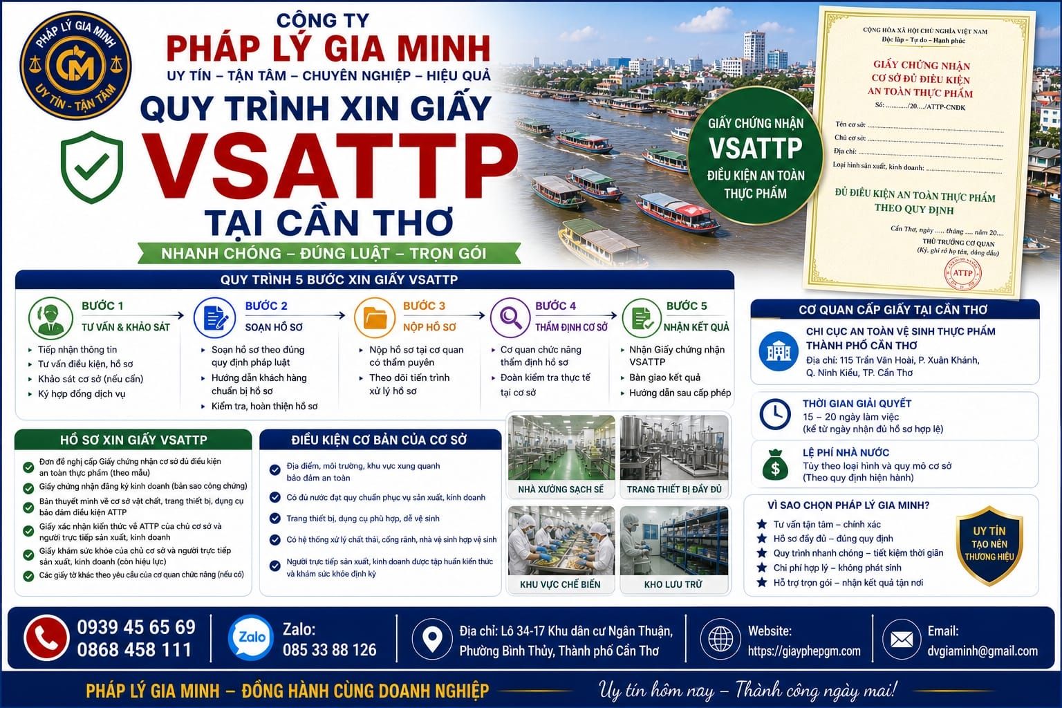 Quy trình xin giấy VSATTP tại Cần Thơ chi tiết