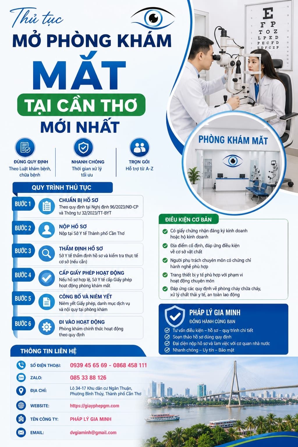Thủ tục mở phòng khám mắt tại Cần Thơ mới nhất