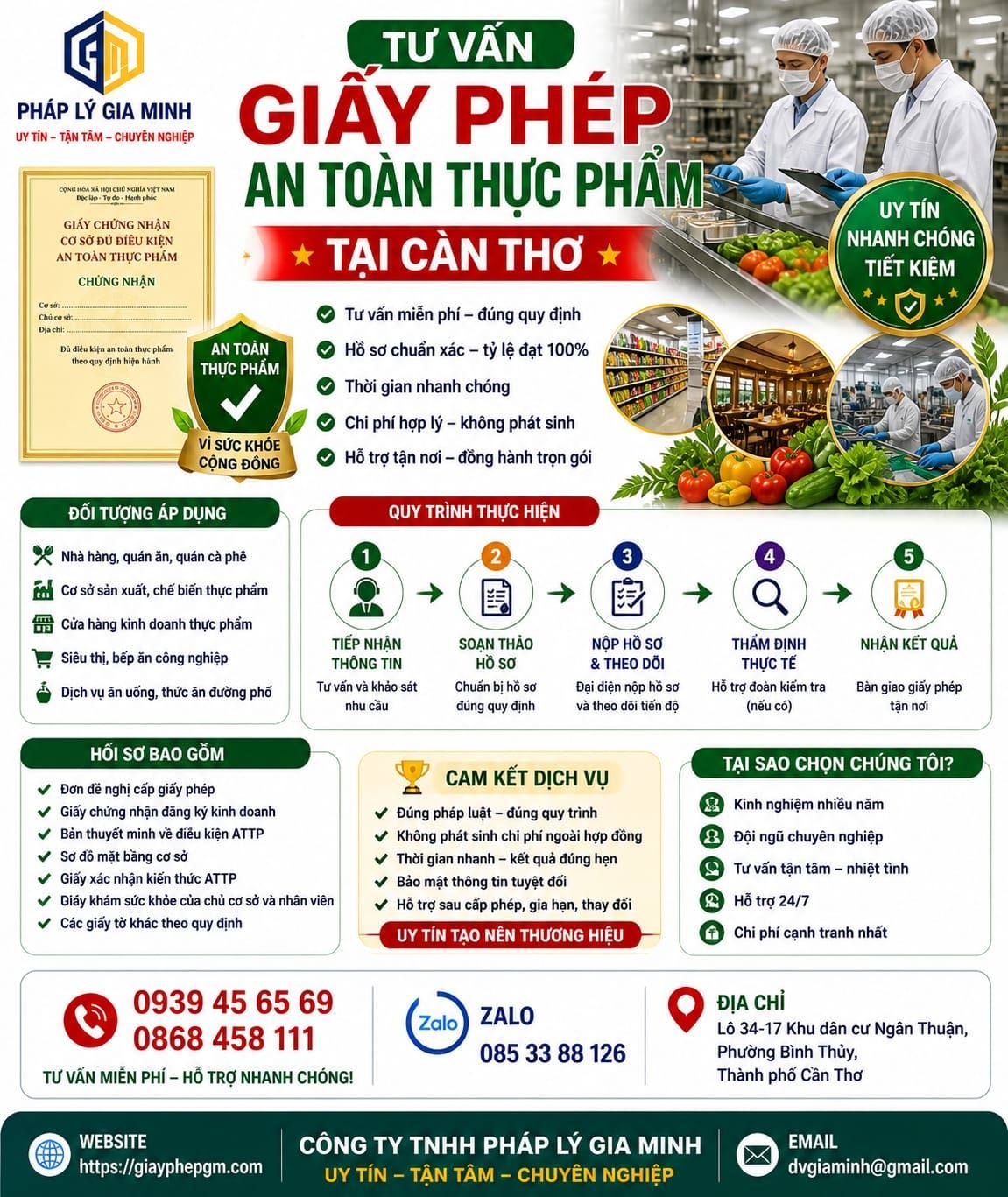 Tư vấn giấy phép an toàn thực phẩm tại Cần Thơ