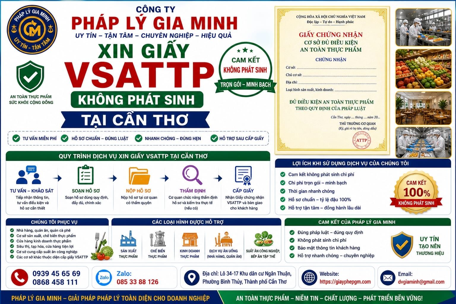 Xin giấy VSATTP không phát sinh tại Cần Thơ