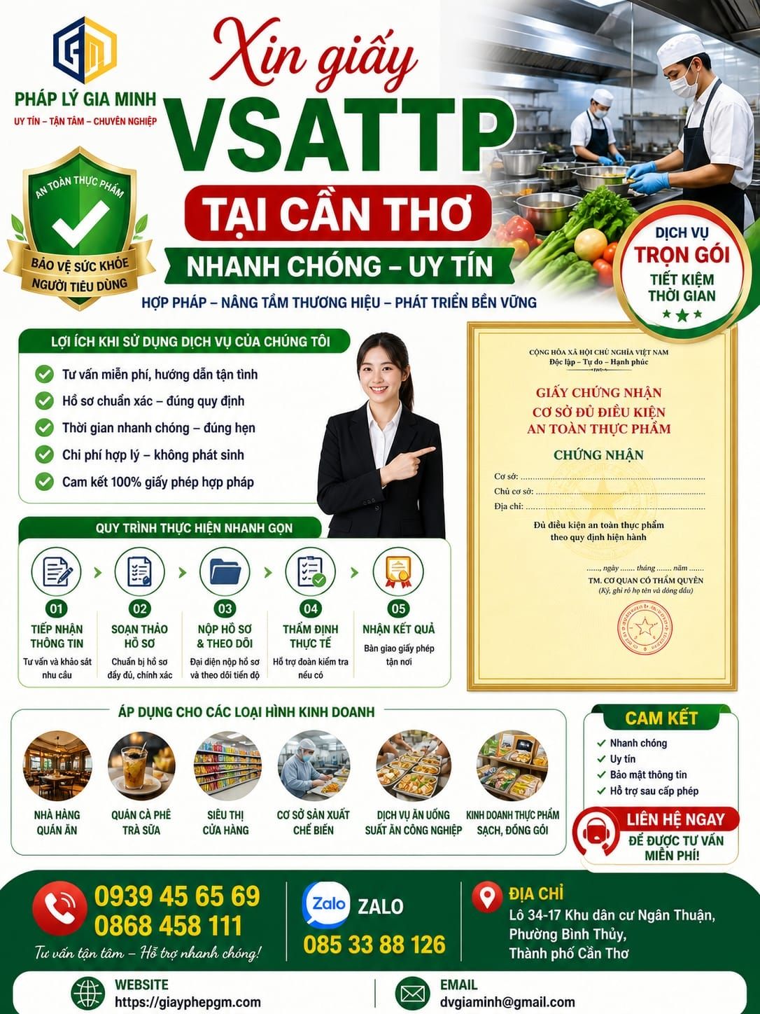 Xin giấy VSATTP tại Cần Thơ nhanh chóng uy tín