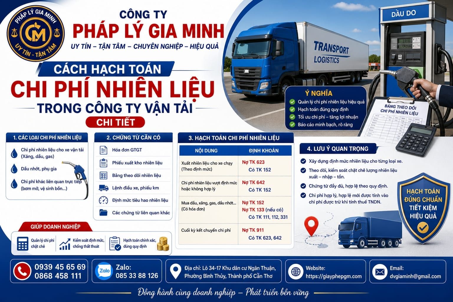Cách hạch toán chi phí nhiên liệu trong công ty vận tải chi tiết