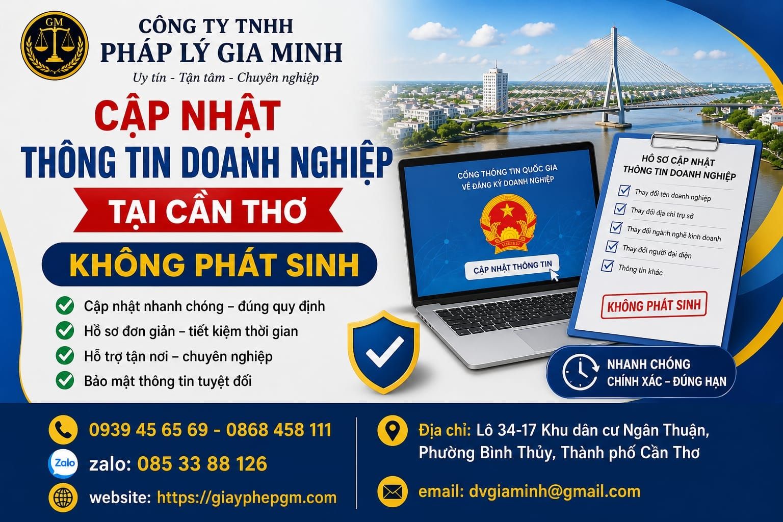 Cập nhật giấy phép doanh nghiệp bổ sung ngành nghề Cần Thơ