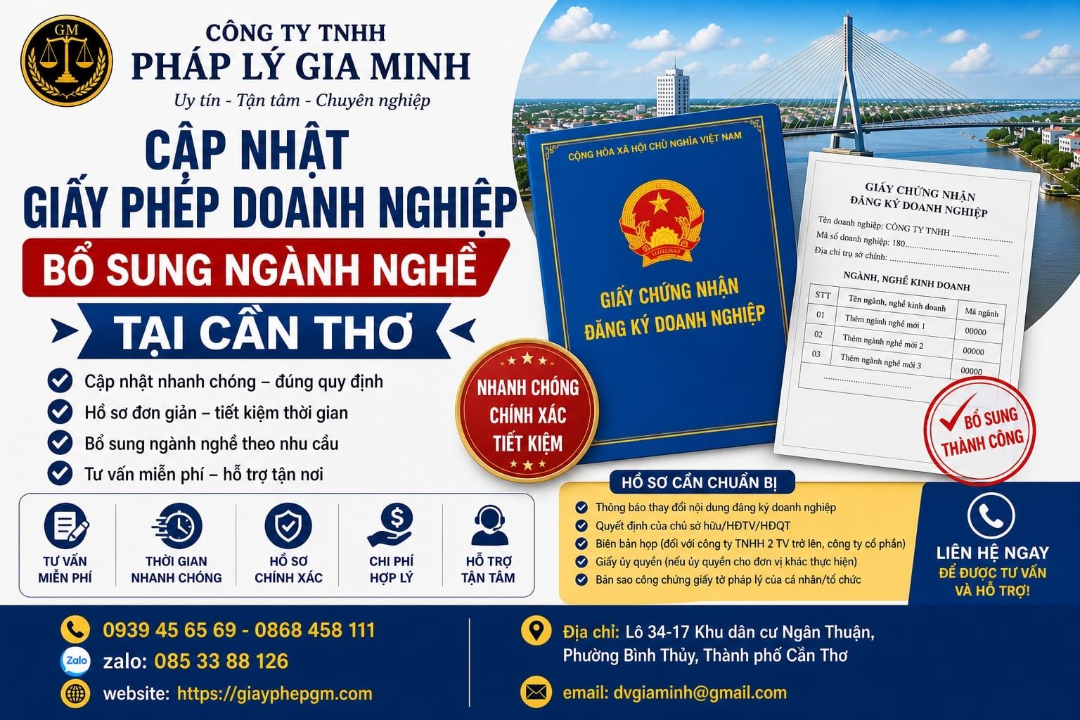 Cập nhật thông tin doanh nghiệp tại Cần Thơ không phát sinh