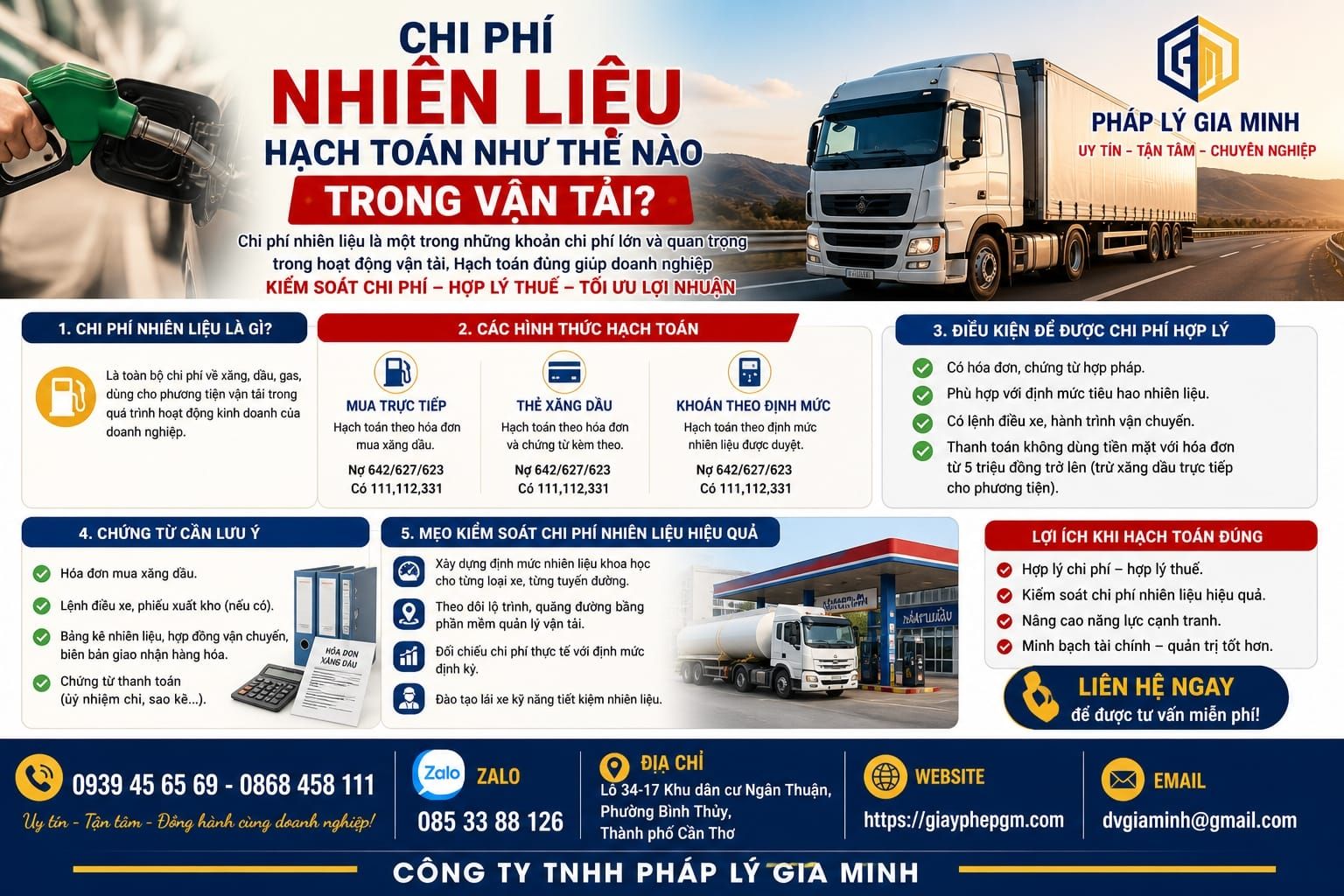 Chi phí nhiên liệu hạch toán như thế nào trong vận tải
