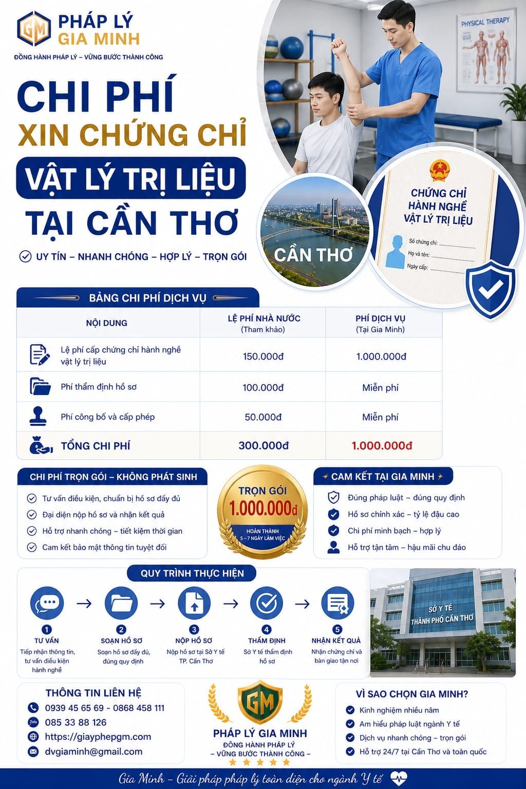 Chi phí xin chứng chỉ vật lý trị liệu tại Cần Thơ