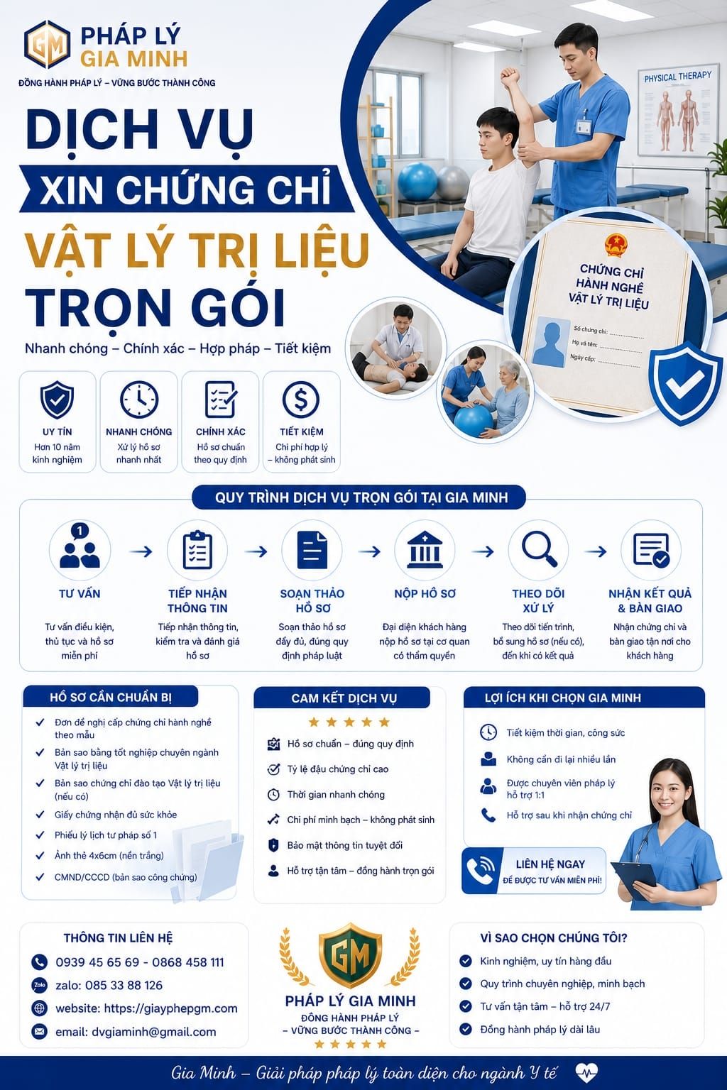Dịch vụ xin chứng chỉ vật lý trị liệu trọn gói