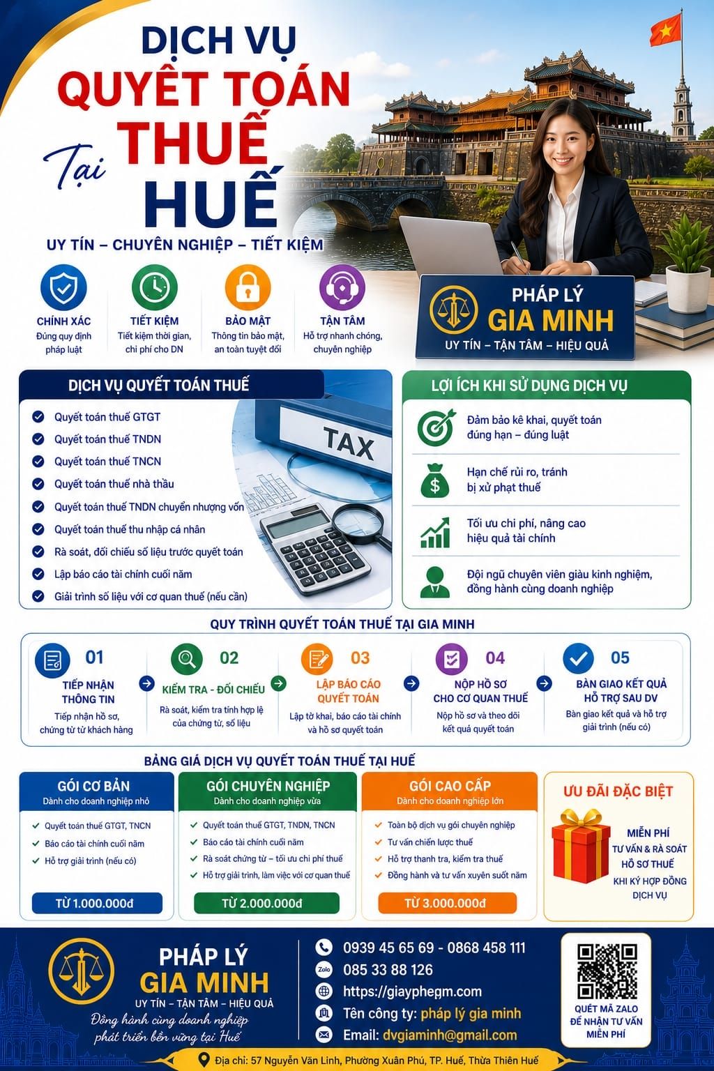 Dịch vụ kế toán thuế trọn gói tại Huế uy tín