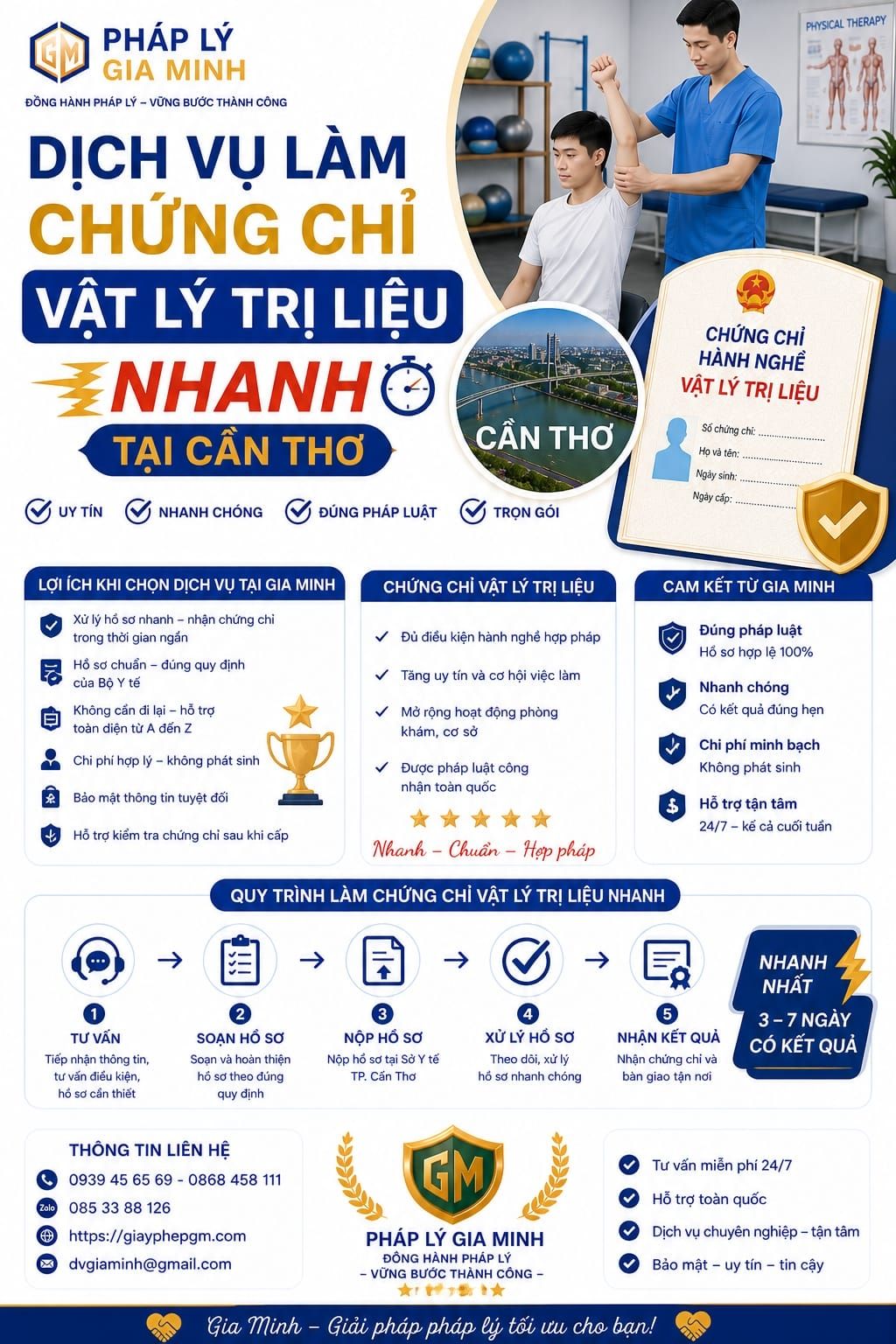 Dịch vụ làm chứng chỉ vật lý trị liệu nhanh tại Cần Thơ
