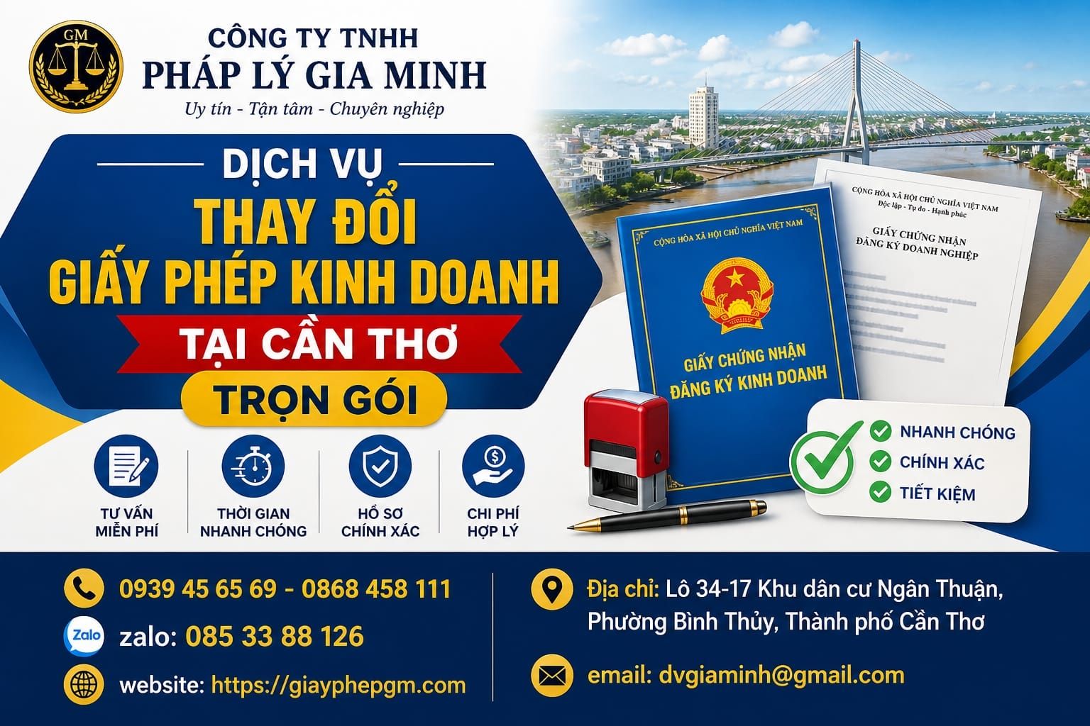 Dịch vụ pháp lý thay đổi ngành nghề doanh nghiệp Cần Thơ