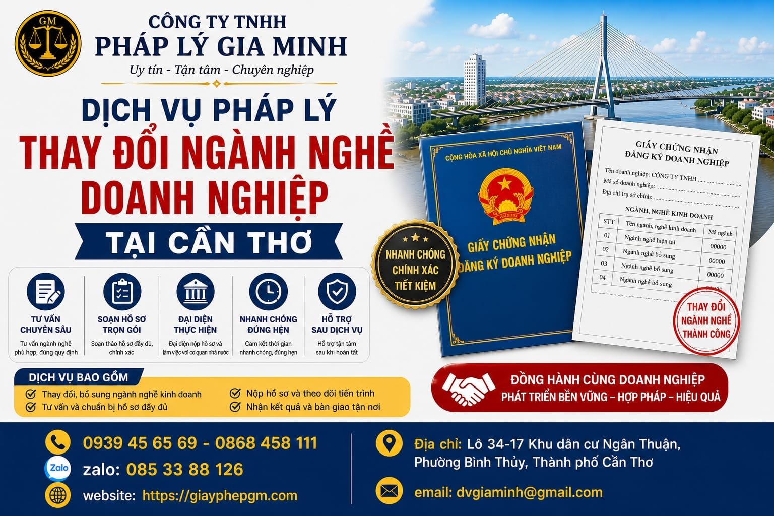 Dịch vụ thay đổi giấy phép kinh doanh tại Cần Thơ trọn gói
