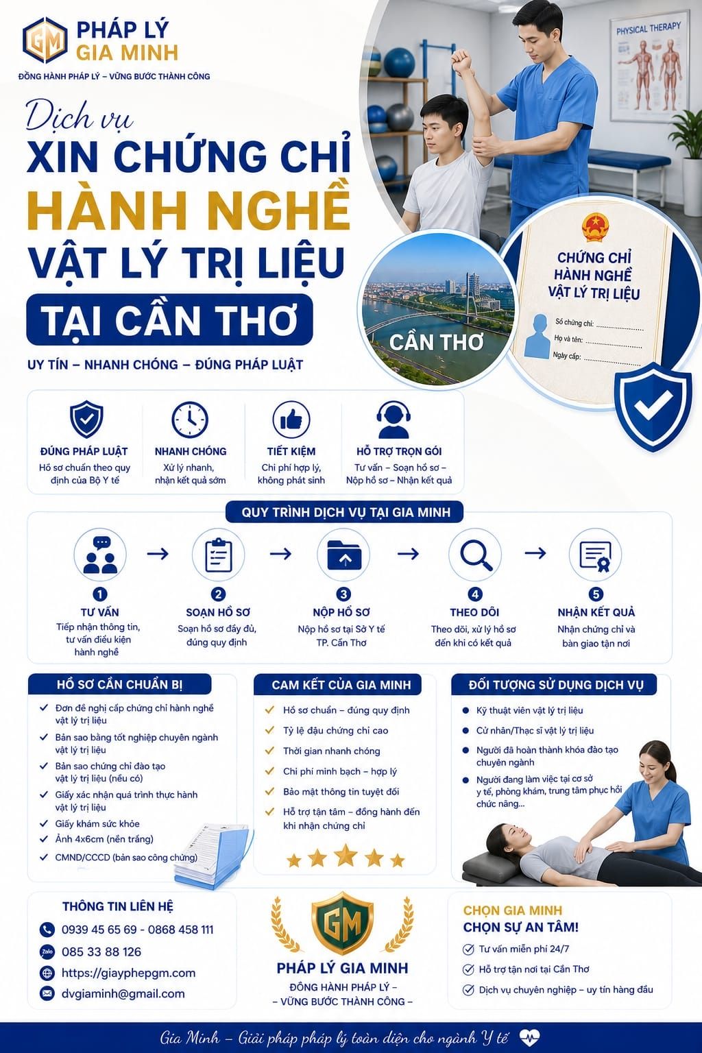 Dịch vụ xin chứng chỉ hành nghề vật lý trị liệu tại Cần Thơ