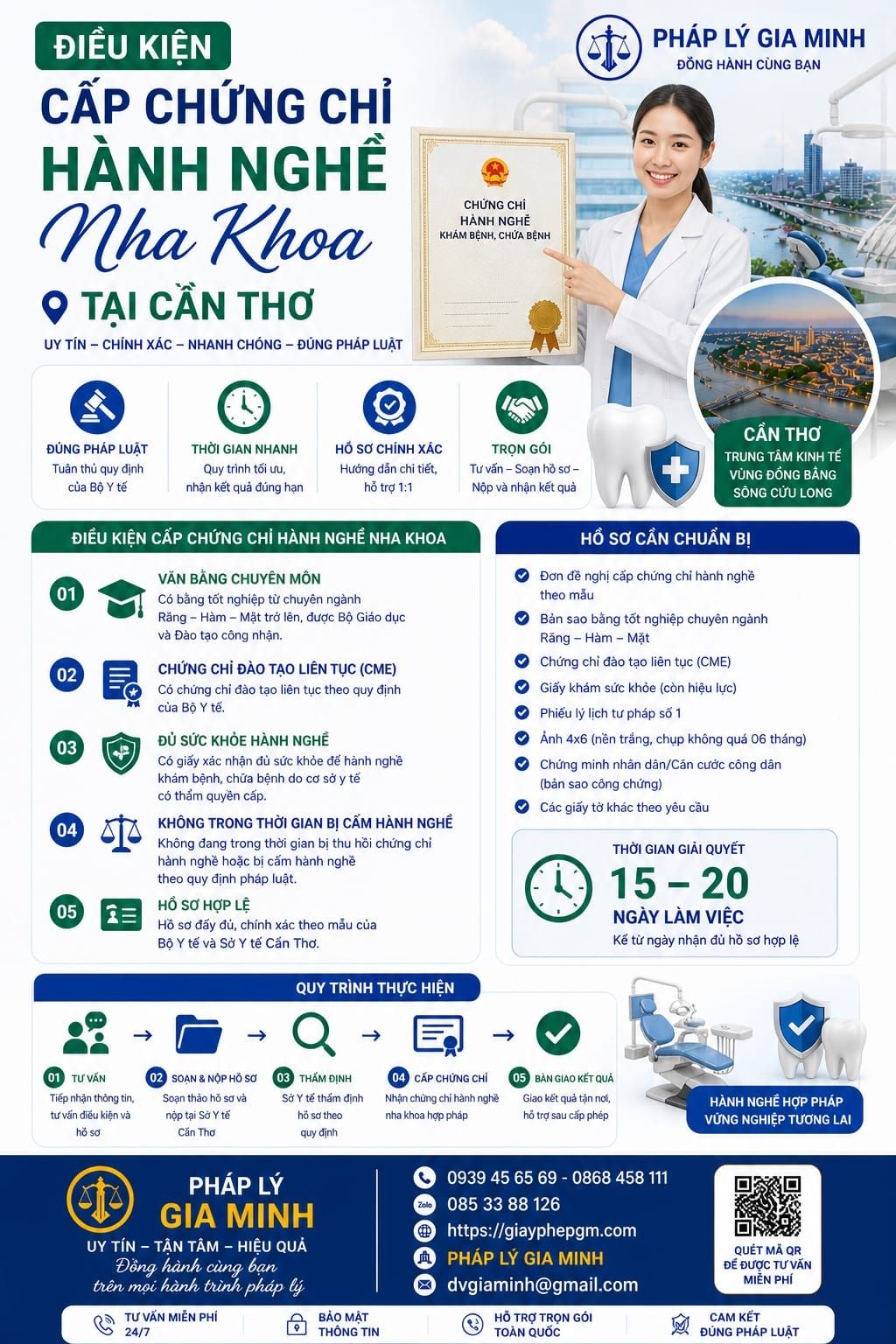 Điều kiện cấp chứng chỉ hành nghề nha khoa tại Cần Thơ