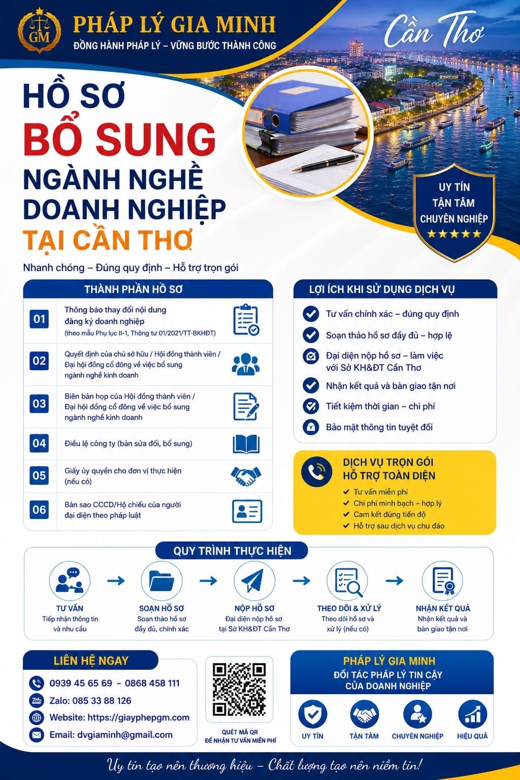Hồ sơ bổ sung ngành nghề doanh nghiệp tại Cần Thơ