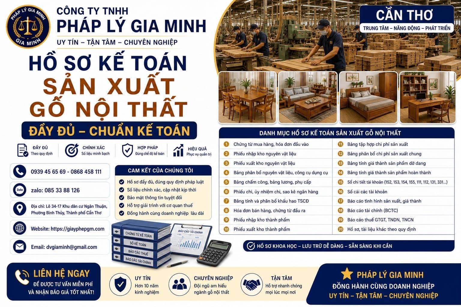 Hồ sơ kế toán sản xuất gỗ nội thất đầy đủ