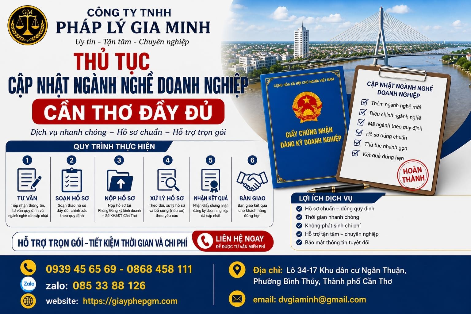 Thủ tục cập nhật giấy phép kinh doanh tại Cần Thơ mới nhất